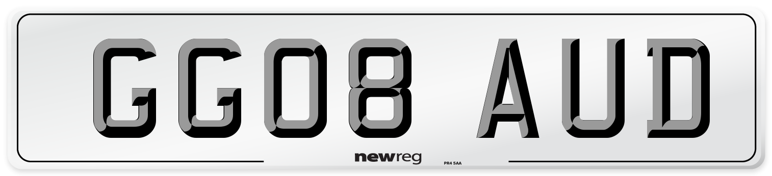 GG08 AUD Number Plate from New Reg